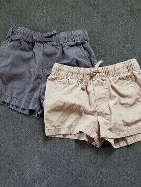 Kids Elastic-Waist Casual Shorts - Beige and Gray